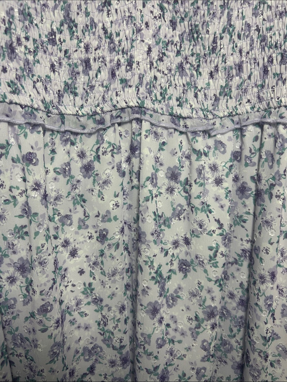 Altar’d State, Lavender Floral Smocked Dress, Size L - Picture 4 of 13